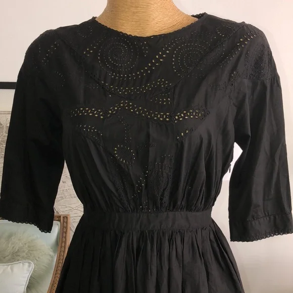 All Saints co ltd Soitakfields embroidered black dress size 6 - Picture 2 of 8